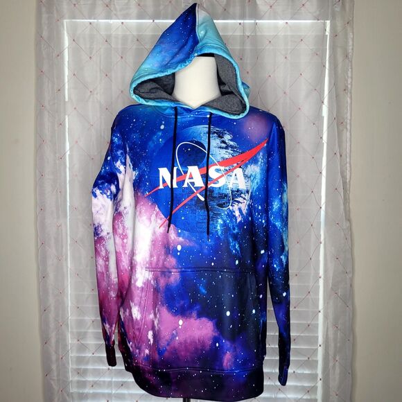 NASA Galaxy Celestial Space Nebula Stars Astronomy 3D All Over Print Hoodie Sz L - Picture 2 of 8